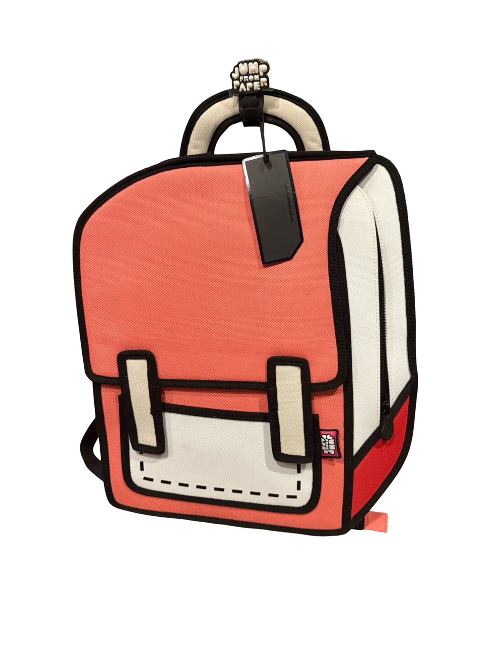 Jump From Paper 2D Cartoon-Style Coral & White Backpack NWT